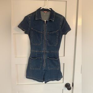 Free People Blue Denim Romper